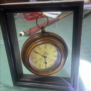 Vintage Brown Wall Clock with Black Frame